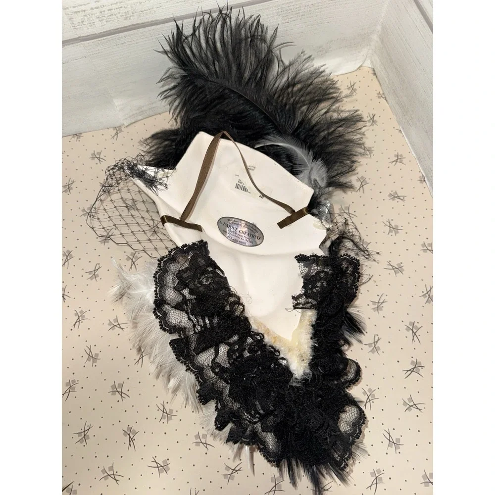 Unique Creations Art Deco Roaring 20s Lady Face Mask Wall Hanging Feather Hat